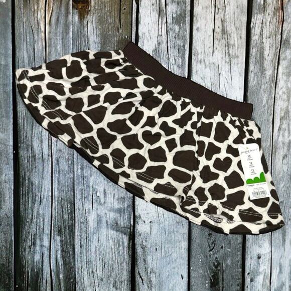 5/$35 jumping beans Girls Skirt 12 Mo Brown White Heart Giraffe Print Knit NEW - Picture 1 of 6
